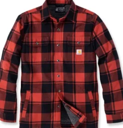 Carhartt Workwear Carhartt Flannel Sherpa-Lined Shirt Jacket flanellipaita, punainen| Flanelli- Ja Kauluspaidat