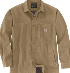 Carhartt Workwear Carhartt Fleece Lined Snap Front Shirt Jacket vuorillinen paita, ruskea| Flanelli- Ja Kauluspaidat
