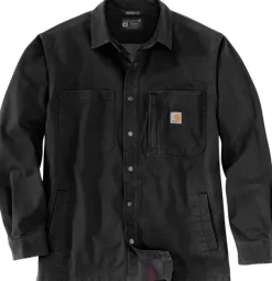 Carhartt Workwear Carhartt Fleece Lined Snap Front Shirt Jacket vuorillinen paita, musta| Flanelli- Ja Kauluspaidat