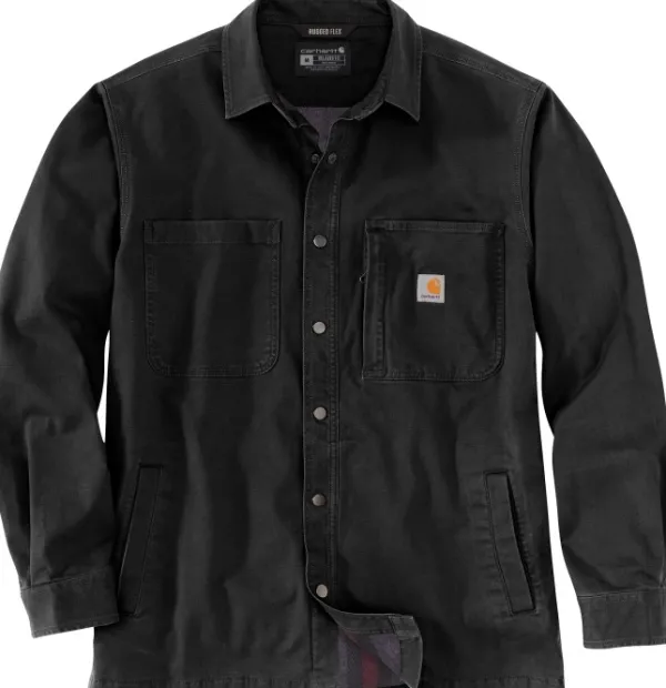 Carhartt Workwear Carhartt Fleece Lined Snap Front Shirt Jacket vuorillinen paita, musta| Flanelli- Ja Kauluspaidat