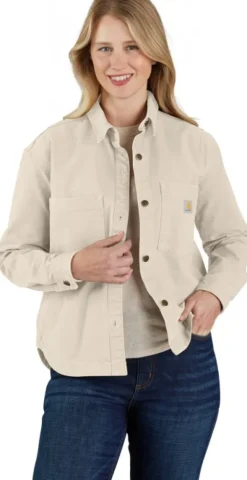 Carhartt Workwear Carhartt Heavyweight Duck Overshirt naisten paita, Oat Milk| Flanelli- Ja Kauluspaidat