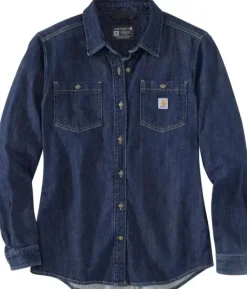 Carhartt Workwear Flanelli- Ja Kauluspaidat^Carhartt Midweight Denim L/S Shirt Zion naisten farkkupaita