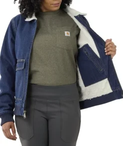 Carhartt Workwear Carhartt Relaxed Fit Denim Sherpa Lined Jacket naisten vuorattu farkkutakki| Ulkoilutakit