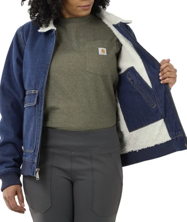 Carhartt Workwear Carhartt Relaxed Fit Denim Sherpa Lined Jacket naisten vuorattu farkkutakki| Ulkoilutakit