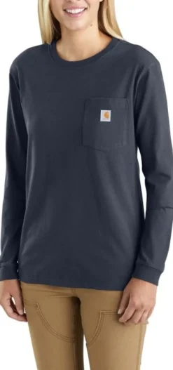 Carhartt Workwear Carhartt Workw Pocket L/S T-Shirt naisten pusero, tummansininen| Pitkähihaiset Paidat