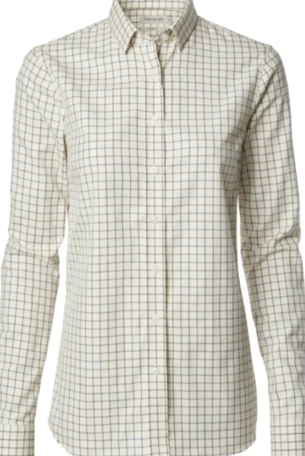 Chevalier Metsästyspaidat^Sheppey -kauluspaita naisille, kermanvalkoinen/ruutu