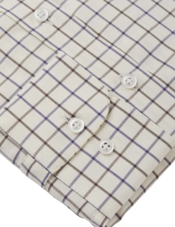 Chevalier Metsästyspaidat^Sheppey -kauluspaita naisille, kermanvalkoinen/ruutu