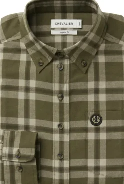 Chevalier Metsästyspaidat^Teal Light Flannel Shirt naisten flanellipaita, Olive Green Checked