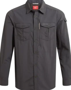 Craghoppers M's NosiLife Adventure Long Sleeved Shirt III Black Pepper| Hyönteissuojatut Vaatteet