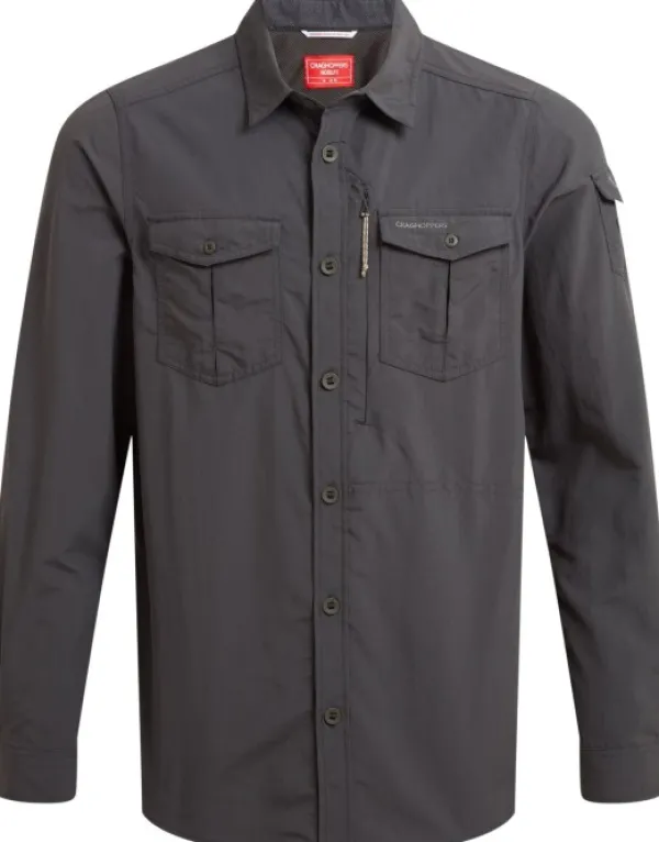 Craghoppers M's NosiLife Adventure Long Sleeved Shirt III Black Pepper| Hyönteissuojatut Vaatteet
