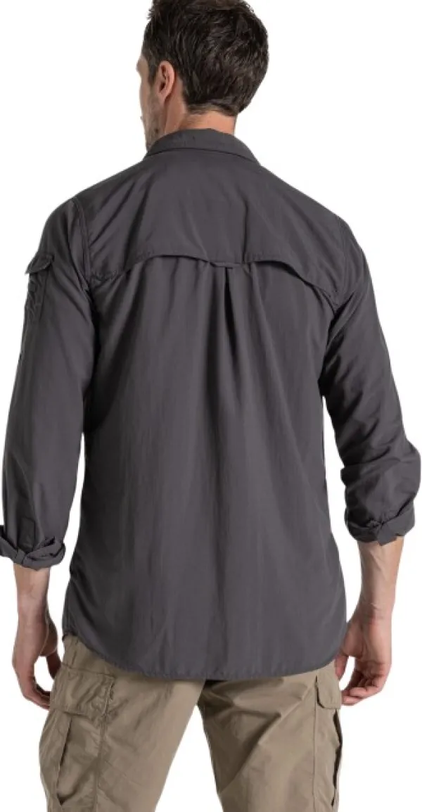 Craghoppers M's NosiLife Adventure Long Sleeved Shirt III Black Pepper| Hyönteissuojatut Vaatteet