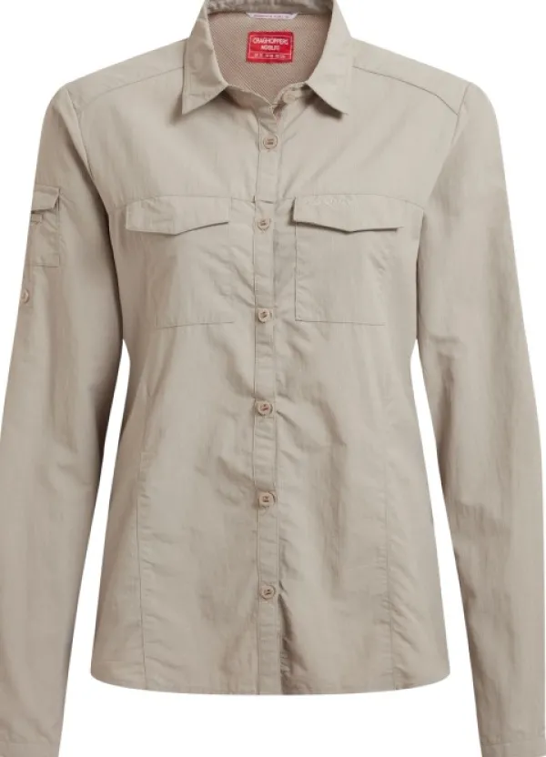 Craghoppers W's NosiLife Adventure Long Sleeved Shirt III Soft Mushroom| Hyönteissuojatut Vaatteet