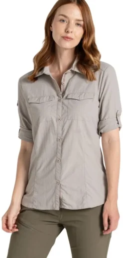 Craghoppers W's NosiLife Adventure Long Sleeved Shirt III Soft Mushroom| Hyönteissuojatut Vaatteet