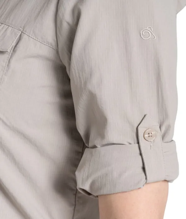 Craghoppers W's NosiLife Adventure Long Sleeved Shirt III Soft Mushroom| Hyönteissuojatut Vaatteet