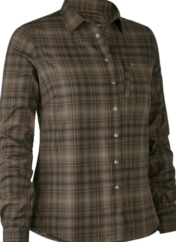 Deerhunter Lady Emery Shirt naisten kauluspaita, vihreä/ruskea| Naisten metsästysvaatteet/Naisten Metsästyspaidat