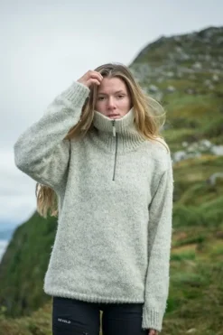 Devold Nansen Sweater Zip Neck Unisex Grey Melange| Pitkähihaiset Paidat