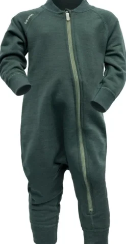 Devold Nibba Merino Playsuit Baby vauvojen villahaalari, tummanvihreä| Lasten Alusasut Ja Kerrastot