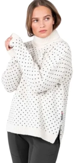 Devold Sörisen Wool High Neck naisten villapaita, Off White/Ink| Villapaidat