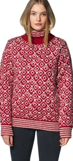 Devold Hupparit, Fleecet Ja Välipaidat^Svalbard Sweater High Neck Unisex Hindberry/Off White