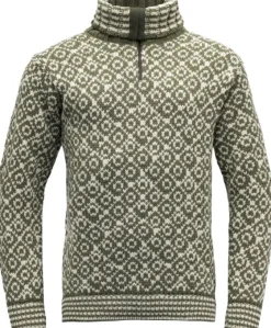 Devold Villapaidat^Svalbard Wool Zip Neck villapaita, oliivi/valkoinen
