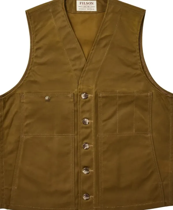 Filson Oil Tin Cloth Vest vahattu liivi, Dark Tan| Liivit