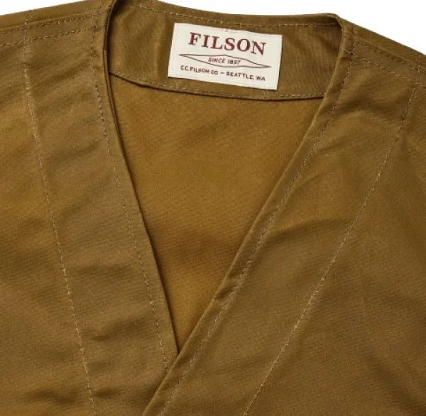 Filson Oil Tin Cloth Vest vahattu liivi, Dark Tan| Liivit