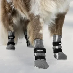 FinNero Koiran Tossut^Hundsko HALLA koiran tossut, M-L, 4-pack, Reflex Grå