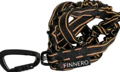 FinNero POWER talutushihna jousto-osiolla, musta/oranssi| Taluttimet