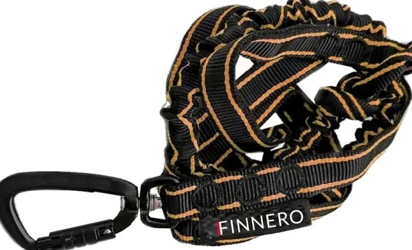 FinNero POWER talutushihna jousto-osiolla, musta/oranssi| Taluttimet