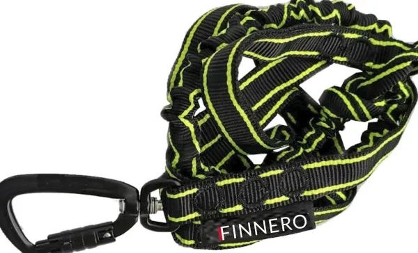 FinNero Taluttimet^POWER talutushihna jousto-osiolla, musta/keltainen