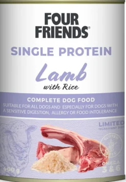 Four Friends Lamb & Rice koiran märkäruoka lammas/riisi, 400 g| Koiran Märkäruoka