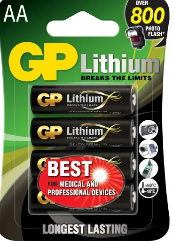 GP Batteries Valaisinten Tarvikkeet^GP AA-litiumparistot 1.5V 15LF-2U4 4-pack