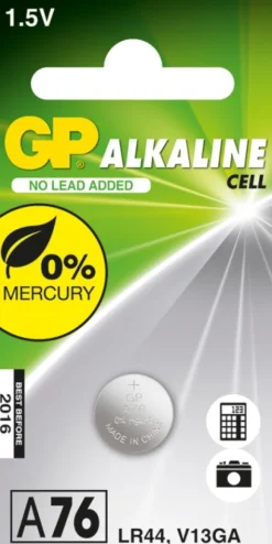 GP Batteries Paristot, Laturit Ja Vara-akut^GP alkalinen nappiparisto 1,5V LR44, 1 kpl