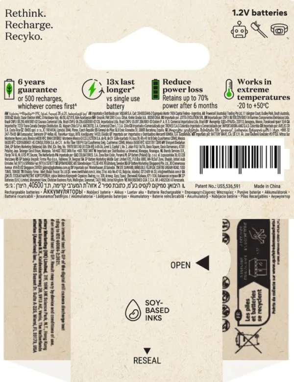 GP Batteries GP Recyko AAA-batteri 950mAh ladattava paristo, 4 kpl| Paristot, Laturit Ja Vara-akut