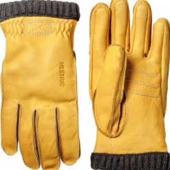 Hestra Käsineet/Hanskat^Deerskin Primaloft Rib nahkahanska, keltaruskea