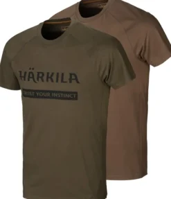 Härkila Metsästysliivit/Fleeceliivit^Logo T-Shirt 2-Pack Willow Green/Slate Brown