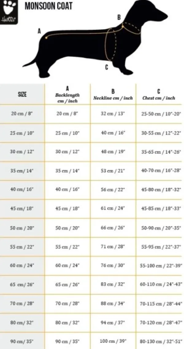 Hurtta Monsoon Coat koiran sadetakki, 50 cm, Bilberry| Sadetakit