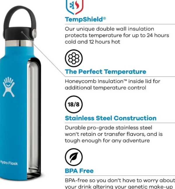HydroFlask Eristetyt Juomapullot^Insulated Standard Mouth Flex juomapullo, 621ml, tummansininen