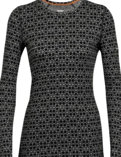 Icebreaker Outlet - Kerrastot Ja Alusasut^250 Vertex LS Crewe Alpine Geo naisten kerrastopaita, musta/valkoinen