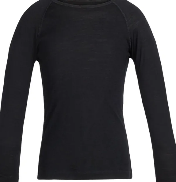 Icebreaker Kids Oasis LS Crewe 200 lasten kerrastopaita, musta| Lasten Alusasut Ja Kerrastot