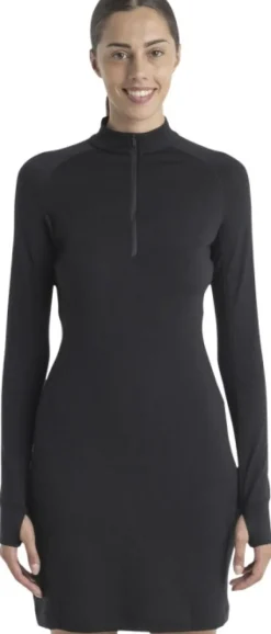 Icebreaker Tunikat, Mekot Ja Hameet^Mer 260 Granary LS Half Zip Tee Dress naisten mekko, Black
