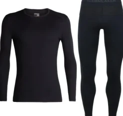 Icebreaker Oasis LS Crewe 200 + Leggings 200 kerrasto, Black/Monsoon| Kerrastohousut