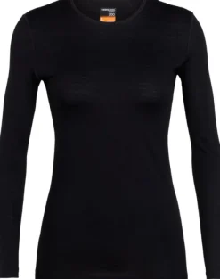 Icebreaker Kerrastopaidat^Oasis LS Crewe 200 naisten merinopaita, musta