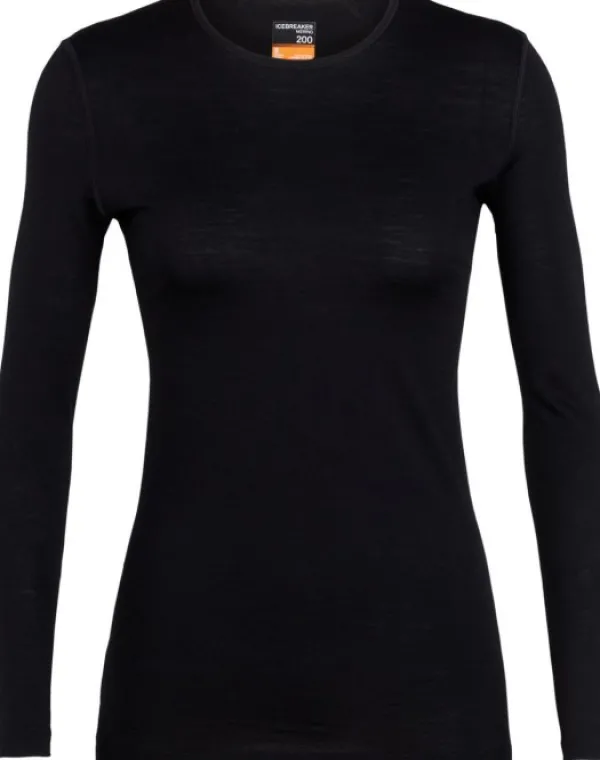 Icebreaker Kerrastopaidat^Oasis LS Crewe 200 naisten merinopaita, musta