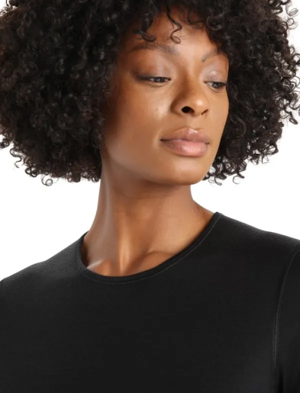 Icebreaker Kerrastopaidat^Oasis LS Crewe 200 naisten merinopaita, musta