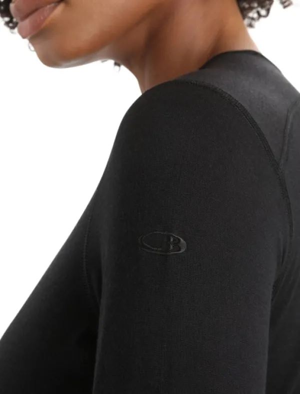 Icebreaker Kerrastopaidat^Oasis LS Crewe 200 naisten merinopaita, musta