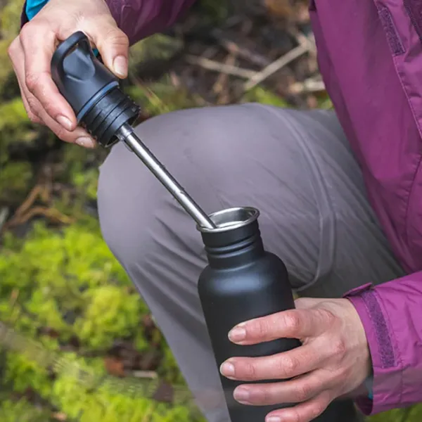 Klean Kanteen Juomapullojen Tarvikkeet^Flip Seal Sport Cap w/Straw (for Classic Bottles) Black