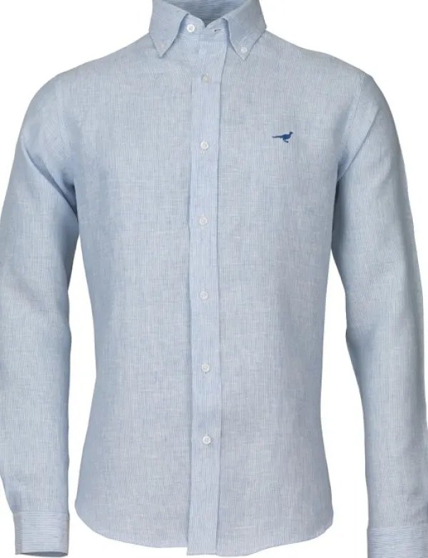 Laksen Portofino Linen Shirt kauluspaita, vaaleansininen| Flanelli- Ja Kauluspaidat