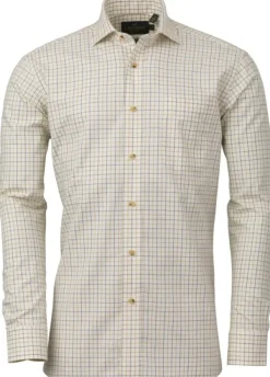Laksen Reg Cotton Wool Shirt kauluspaita, keltainen/ruskea| Metsästyspaidat