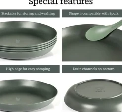 Light My Fire RamenPlate retkilautanen, 4 kpl, harmaavihreä| Astiat Ja Ruokailuvälineet